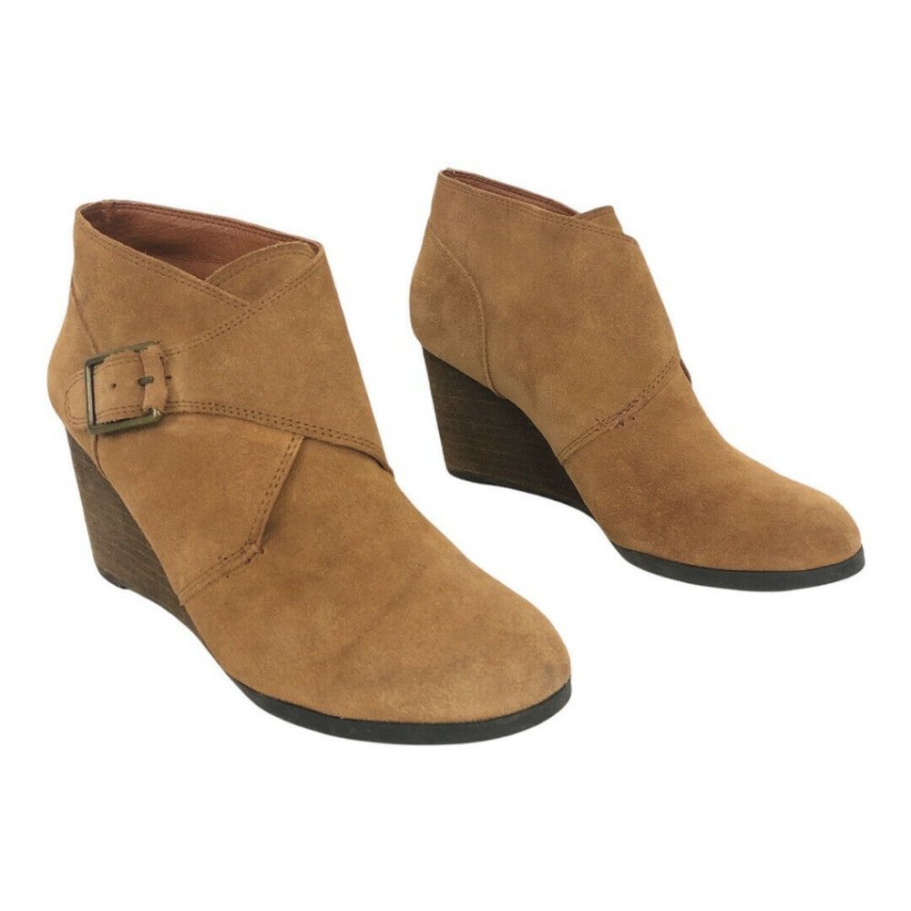 Lucky Brand Tan Sumarah Wedge Ankle Boot